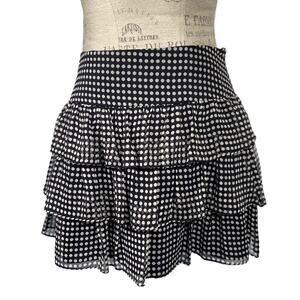 Corey Lynn Calter Polka Dot Tiered Ruffle Mini Skirt Brown White Women’s Size 2